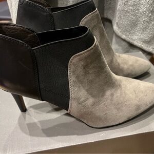 Vince Camuto Black and Gray Suede Ankle Booties